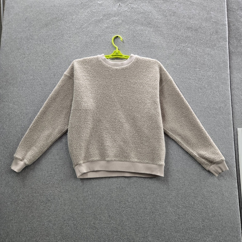 Outdoor Voices Women Sweatshirt S Beige Mega Fleece Wool Blend Pullover